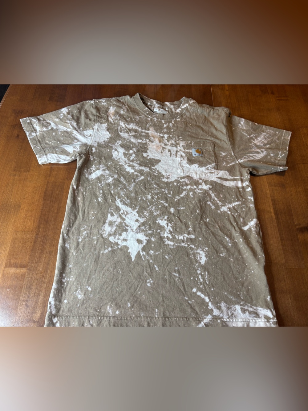 Carhartt Men’s Tan Pocket Tee with White Splatter